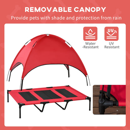 Elevated Cooling Outdoor Foldable Dog cot Bed | Steel frame | UV Protection | Canopy Shade