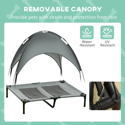 Elevated Cooling Breathable Outdoor Dog Bed with Removable Canopy | Steel frame dog bed | Heat-resistant