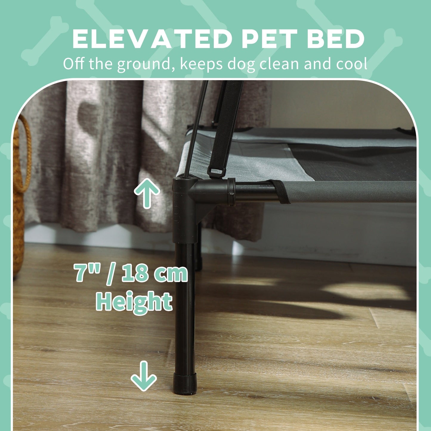 Elevated Cooling Breathable Outdoor Dog Bed with Removable Canopy | Steel frame dog bed | Heat-resistant