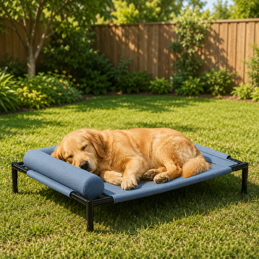 Elevated Raised Outdoor Cooling Mesh Dog Bed | sunbathing bed for Summer