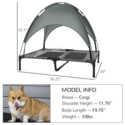 Elevated Cooling Breathable Outdoor Dog Bed with Removable Canopy | Steel frame dog bed | Heat-resistant